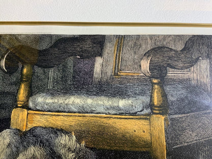 Herbert Dicksee Comrades 1928 Original Etching Frost & Reed Dogs Terrier Hound