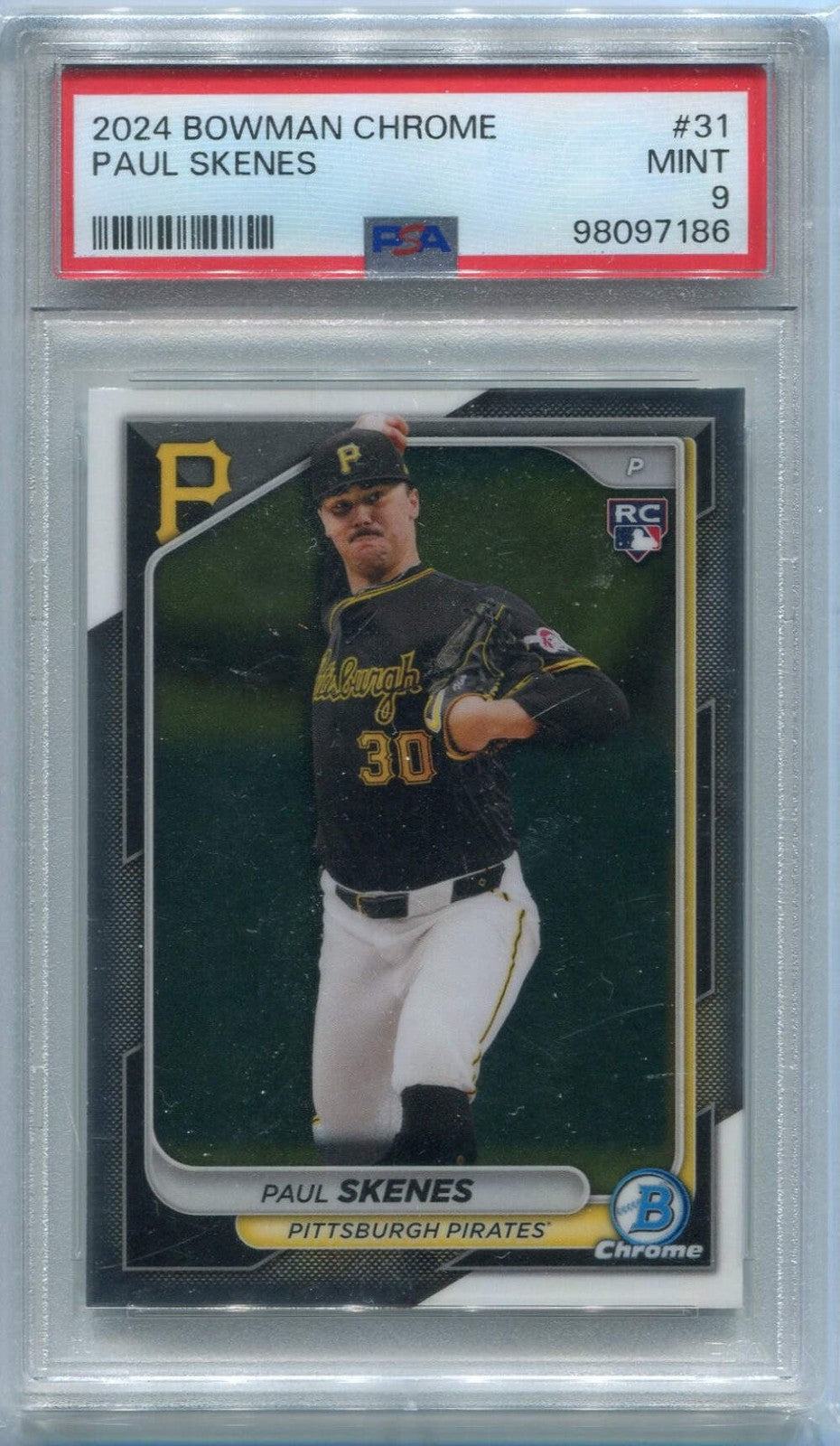 Paul Skenes 2024 Bowman Chrome Rc #31 Psa Graded 9