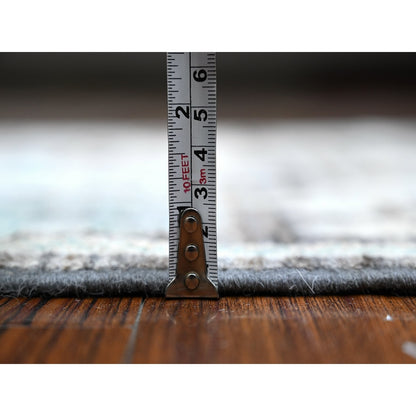 2'8"X7'9" Scorpion Gray Hand Knotted Angora Oushak Runner Oriental Rug