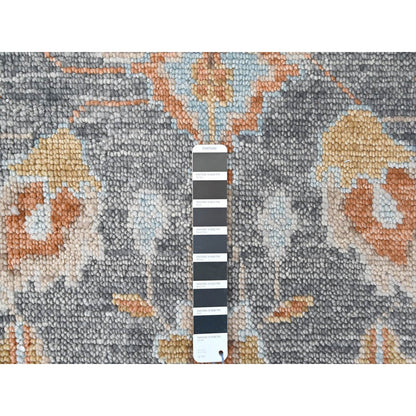 8'10"X12' Lead Gray Oushak Design Hand Knotted Pure Wool Oriental Rug