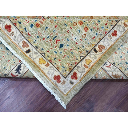 10'X13'4" Green 14Th Century Mamluk Dynasty Pattern Hand Knotted Wool Rug