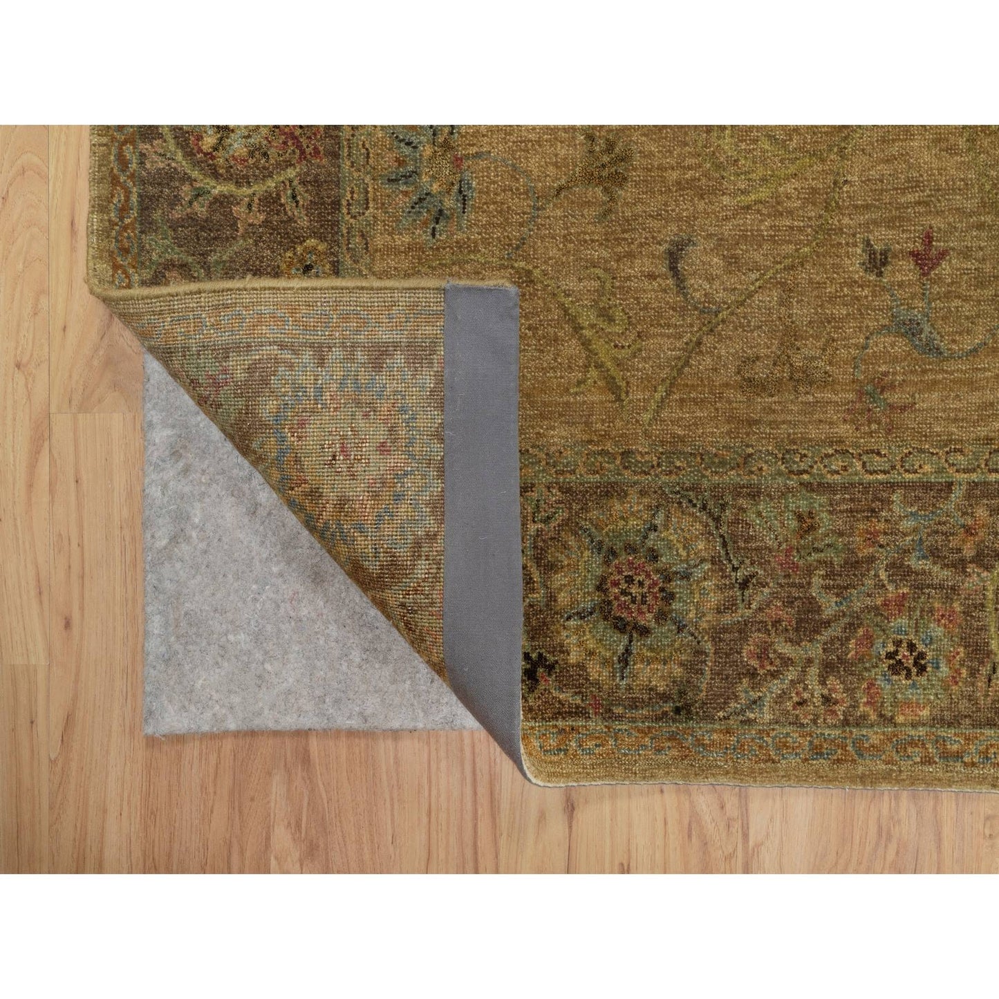 5'5"X5'10" Brown Botanical Design Himalayan Wool Hand Knotted Square Rug