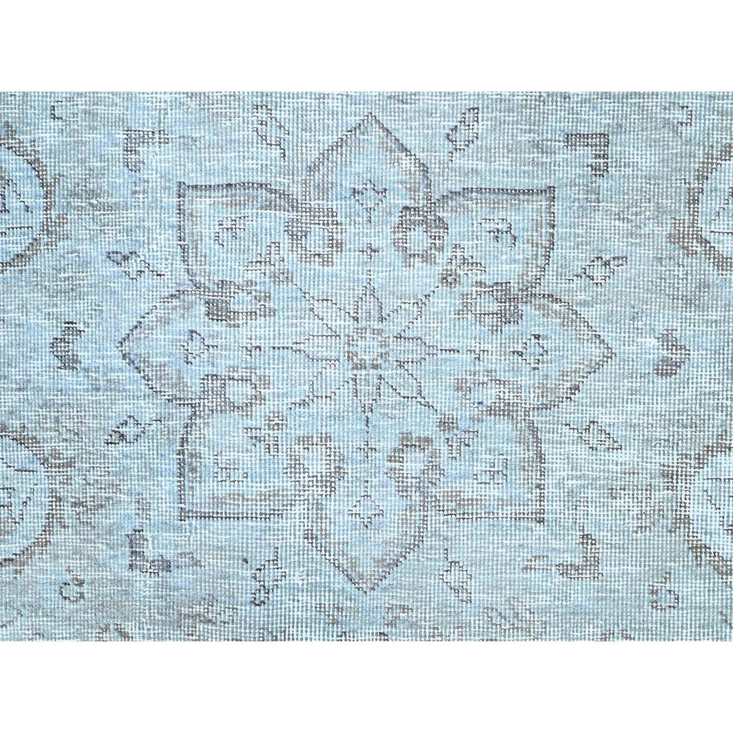 6'X8'9" Blue 100% Wool Clean Cropped Thin Hand Knotted Vintage Tebraz Rug