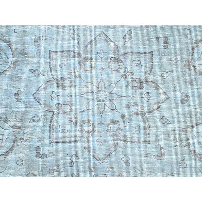6'X8'9" Blue 100% Wool Clean Cropped Thin Hand Knotted Vintage Tebraz Rug