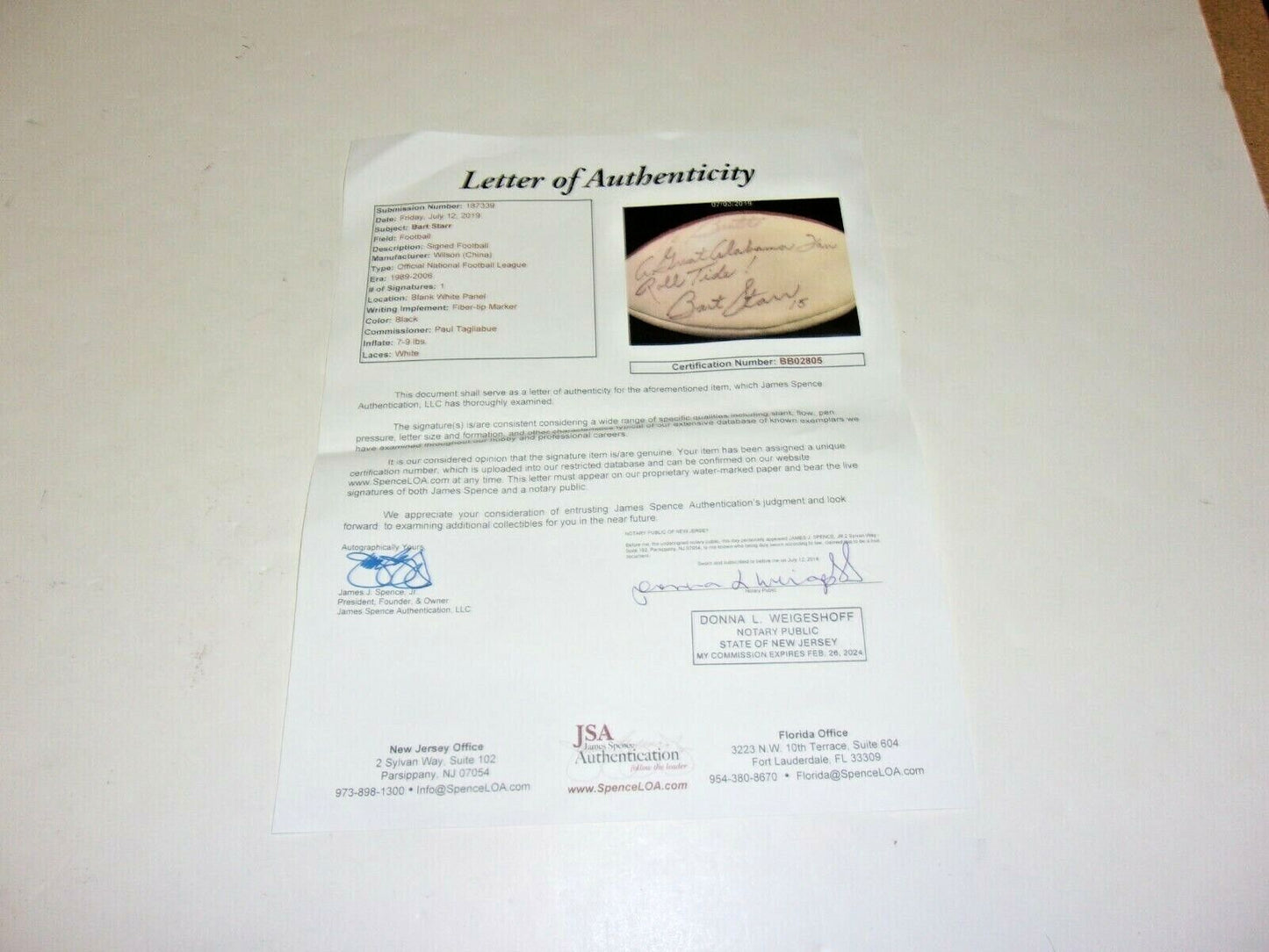 Bart Starr Alabama Rolltide,Packers Read Jsa/Coa