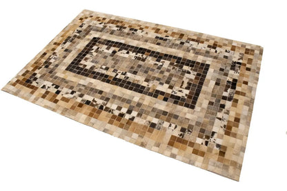 Hand-Crafted Modern Cowhide Leather Rug
