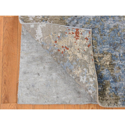 9'1"X12'4" Blue Modern Abstract Galaxy Design Hand Knotted 100% Wool Rug