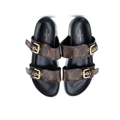 Louis Vuitton Women'S Bom Dia Flat Mules Monogram Canvas