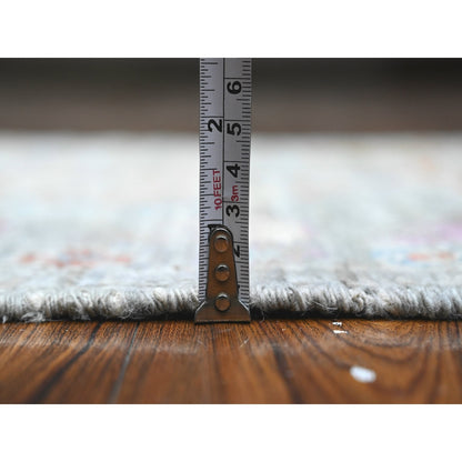 2'1"X3'3" Sea Gray Hand Knotted Afghan Angora Oushak Mat Oriental Rug