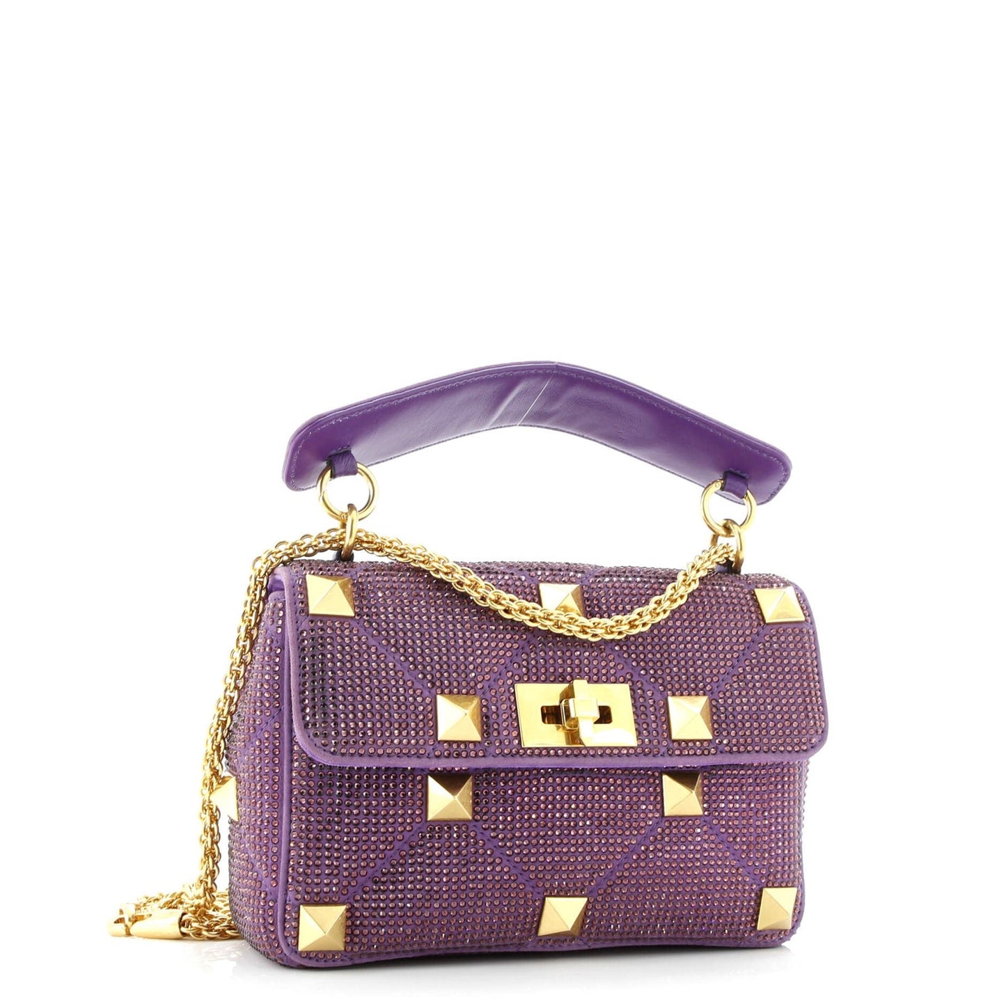 Valentino Garavani Roman Stud Flap Bag Embellished Suede Medium