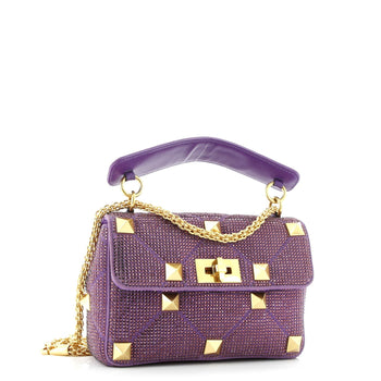 Valentino Garavani Roman Stud Flap Bag Embellished Suede Medium