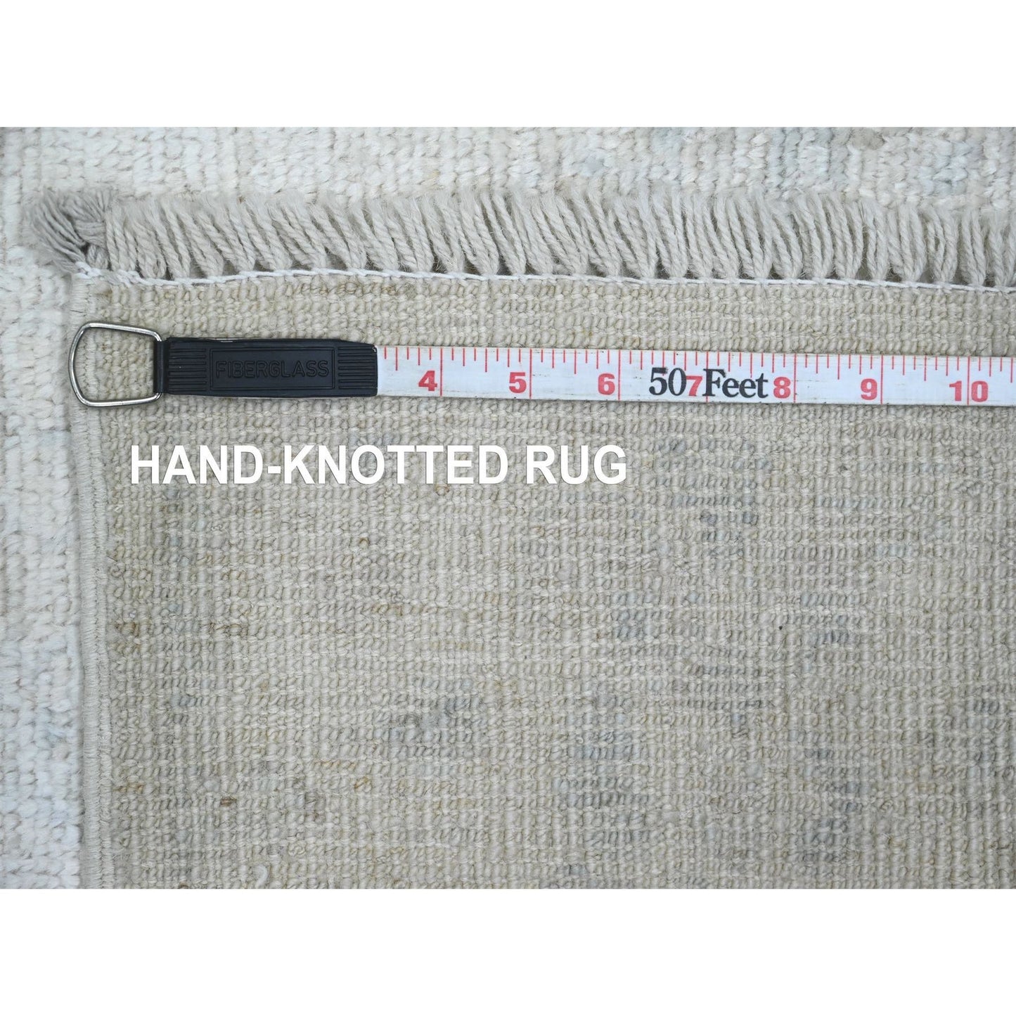 2'8"X7'10" White Hand Knotted Afghan Angora Oushak Pure Wool Runner Rug