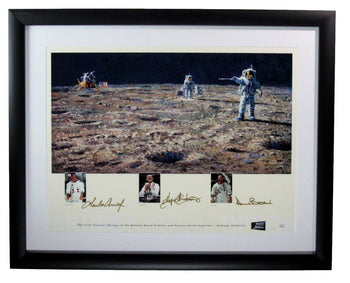 Pete Conrad/Gene Kranz/Alan Bean Nasa Autographed 30X24 Print Framed Jsa 177251
