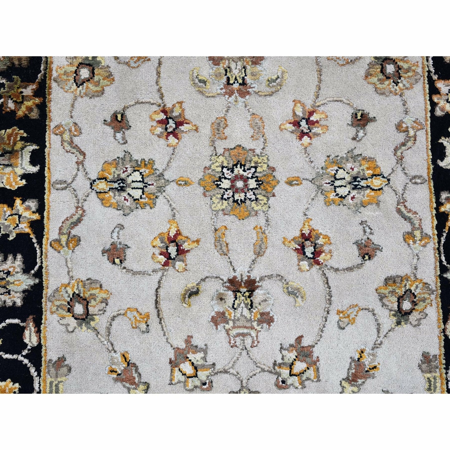 2'7"X9'10" Rajasthan Half Wool And Half Silk Thick And Plush Runner Rug