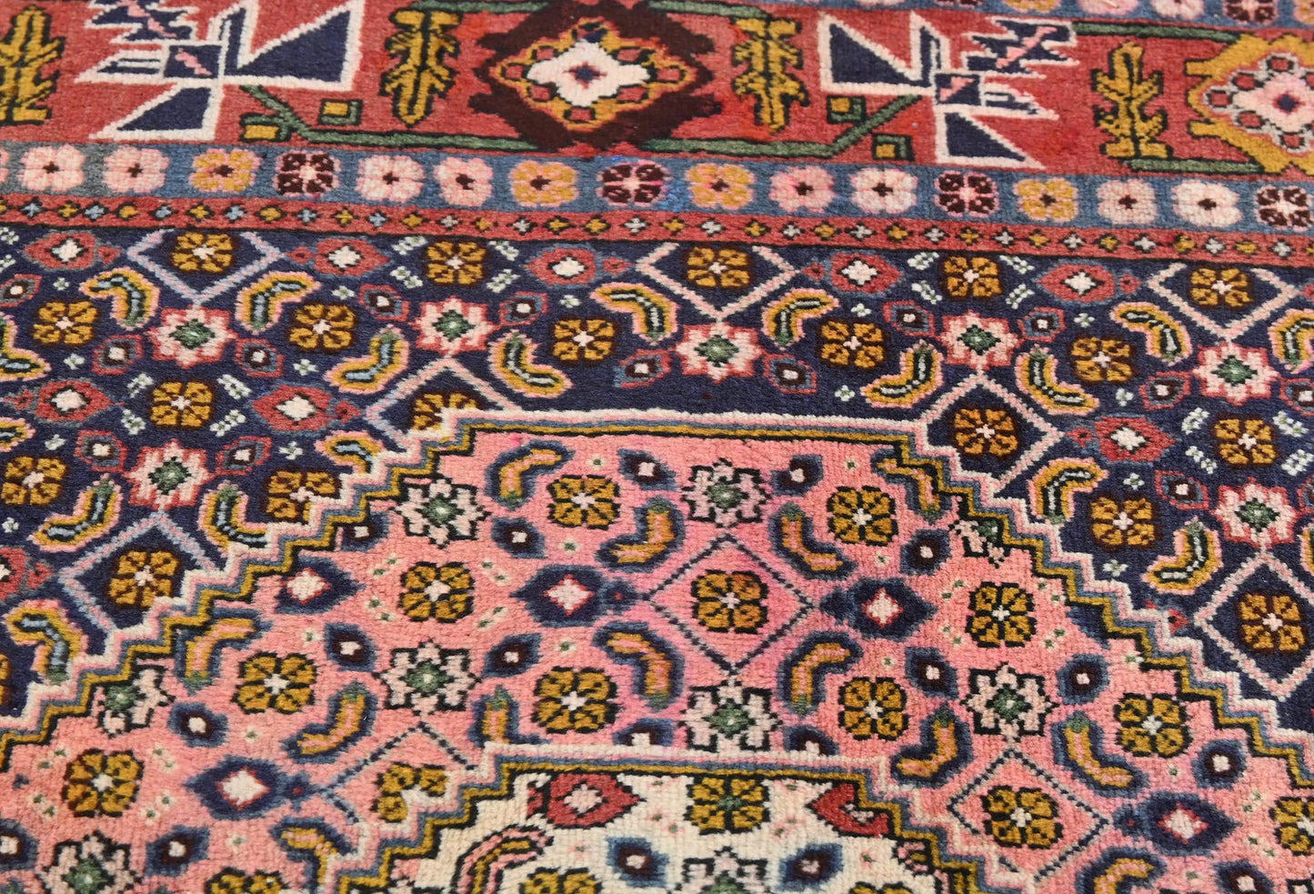Hand-knotted oriental carpet 5x9 ft tribal geometric style decor