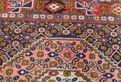 Hand-knotted oriental carpet 5x9 ft tribal geometric style decor