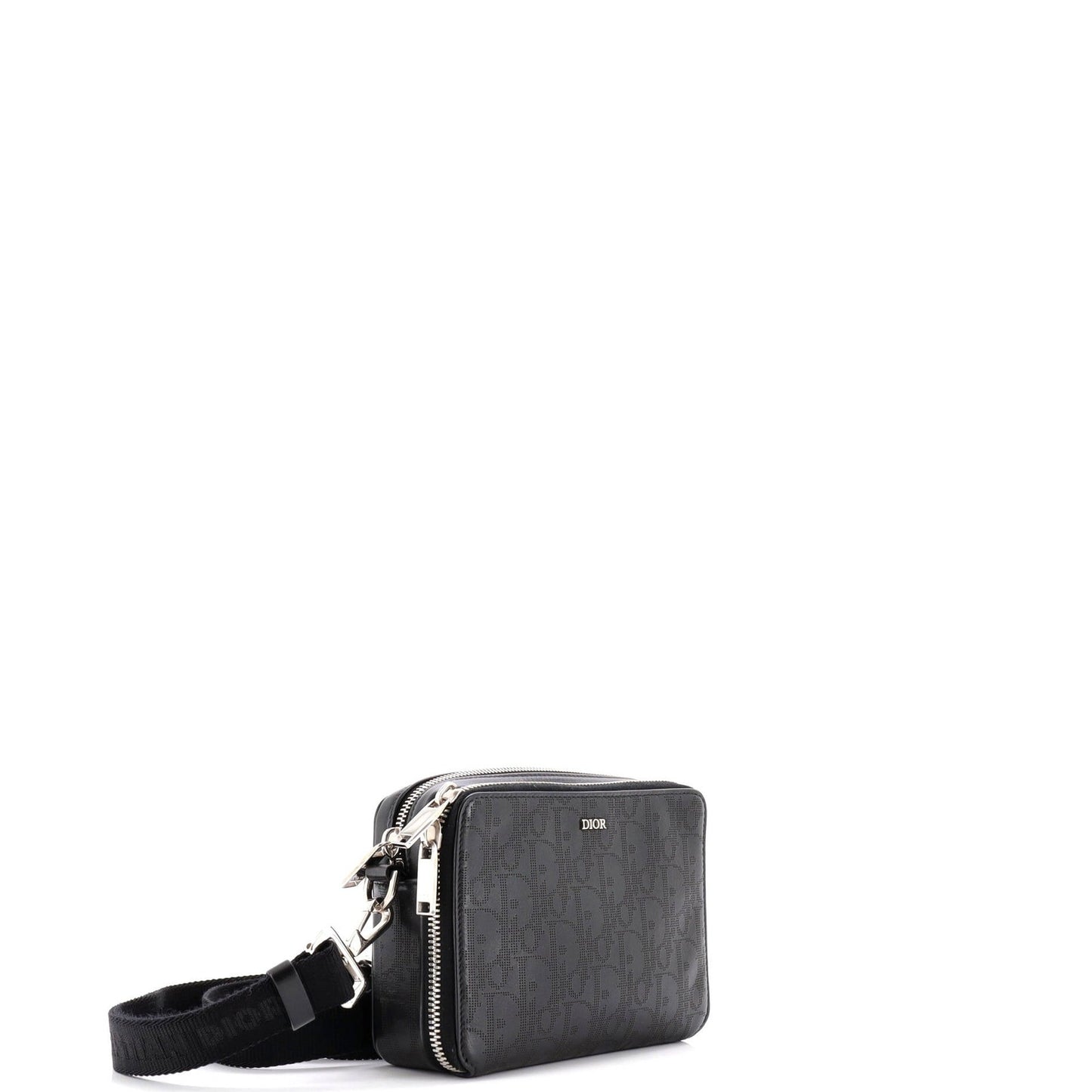 Christian Dior Double Zip Crossbody Pouch Oblique Galaxy Leather