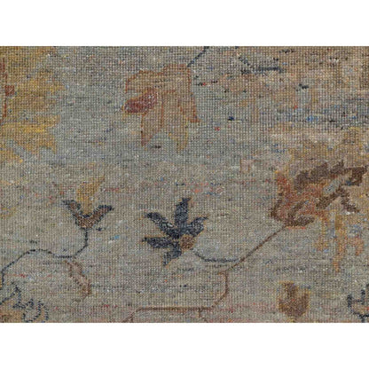 2'1"X3' Gray Broken Pattern Oushak Design 100% Wool Hand Knotted Mat Rug