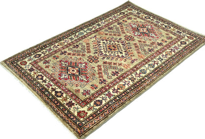 Tribal Geometric Kazak Oriental Rug Small Farmhouse Bedroom Carpet 3X4 ft