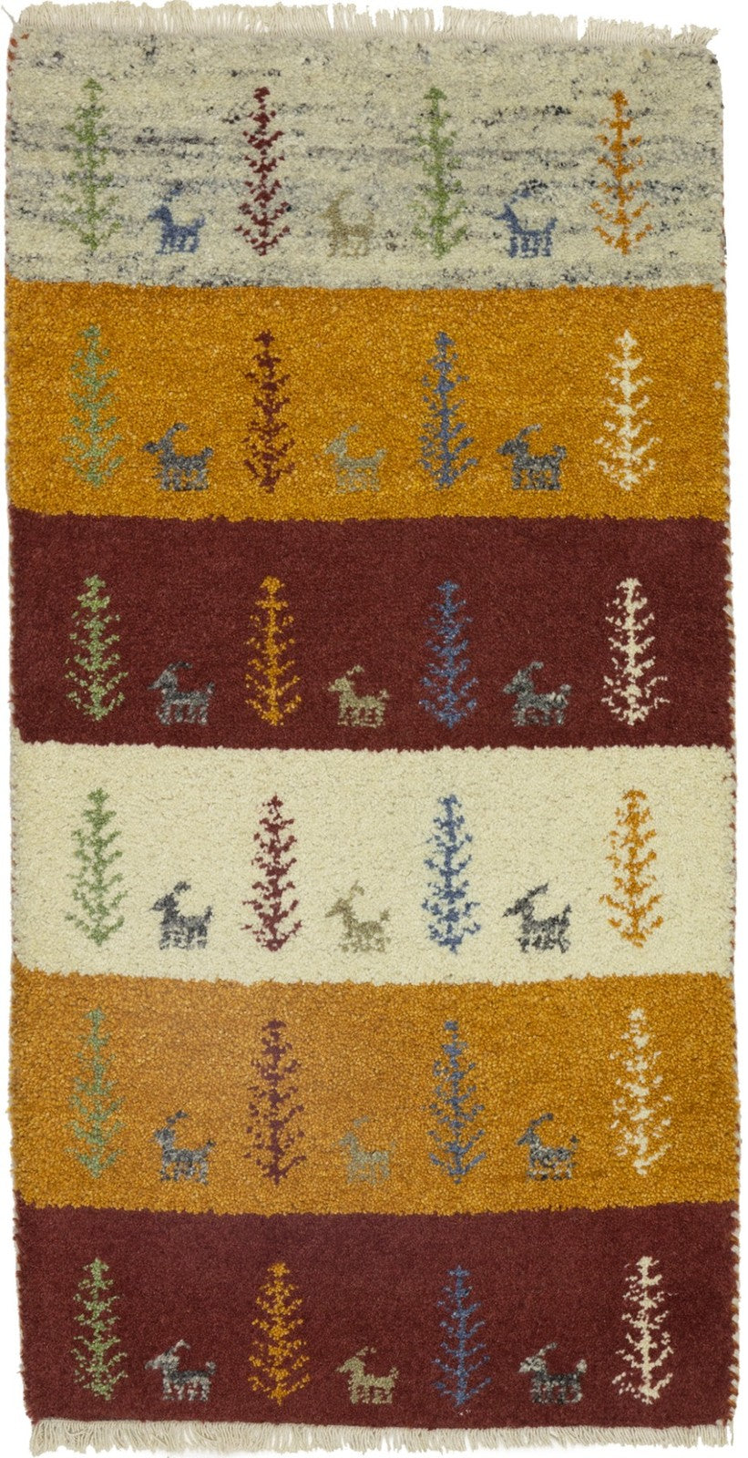 Handmade Multicolored Tribal Indo-Gabbeh Oriental Rug Plush Wool Carpet 2X4 ft