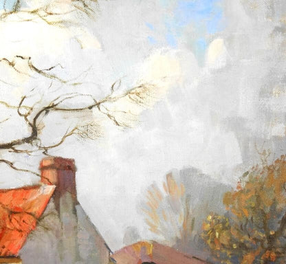 Edward Hartley Mooney (Uk) 'House With A Red Roof' Original Oil Painting Signed