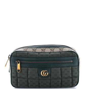 Gucci Front Zip Belt Bag Gg Coated Canvas And Quilted Mini Gg Canvas Medium
