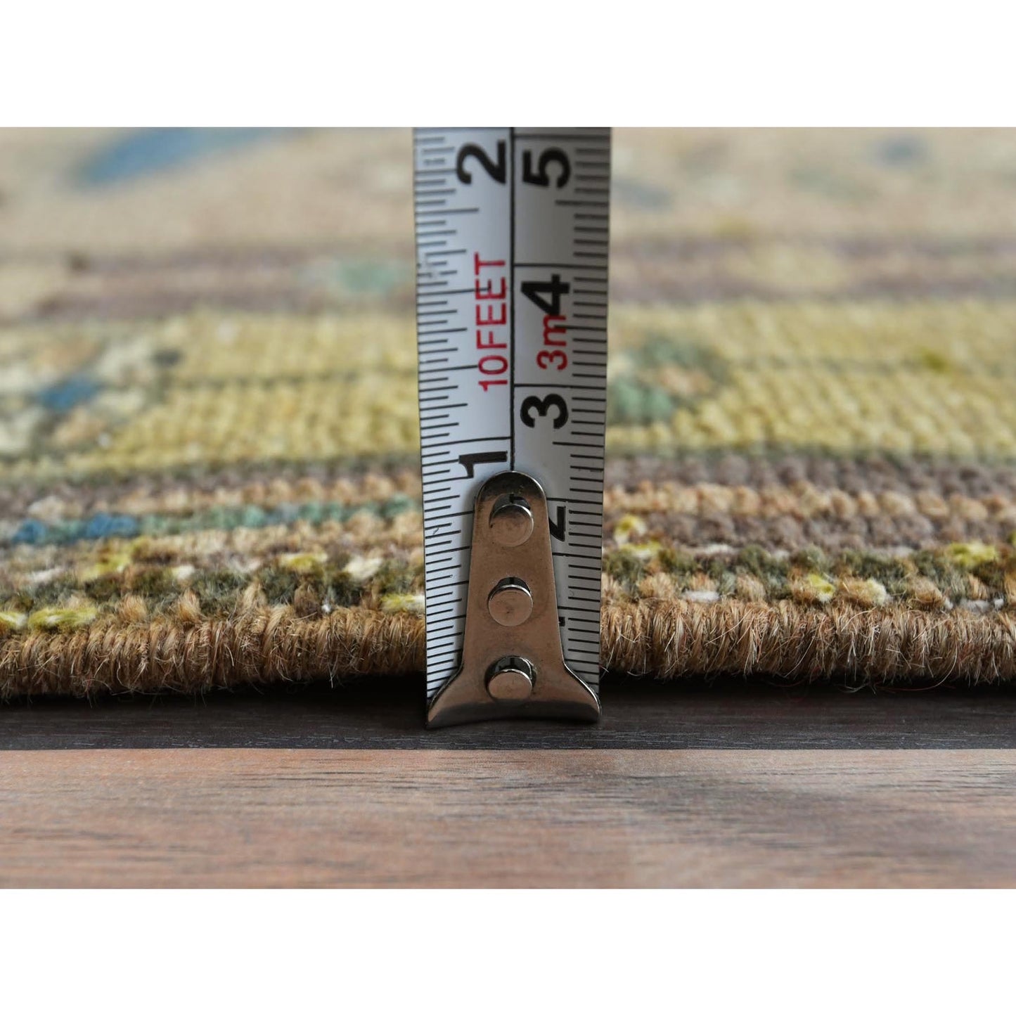 3'4"X10'3" Brown Northwest Farsian Runner Abrash Hand Knotted Wool Rug