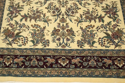 Classic Beige Floral Design Hand-Knotted Oriental
