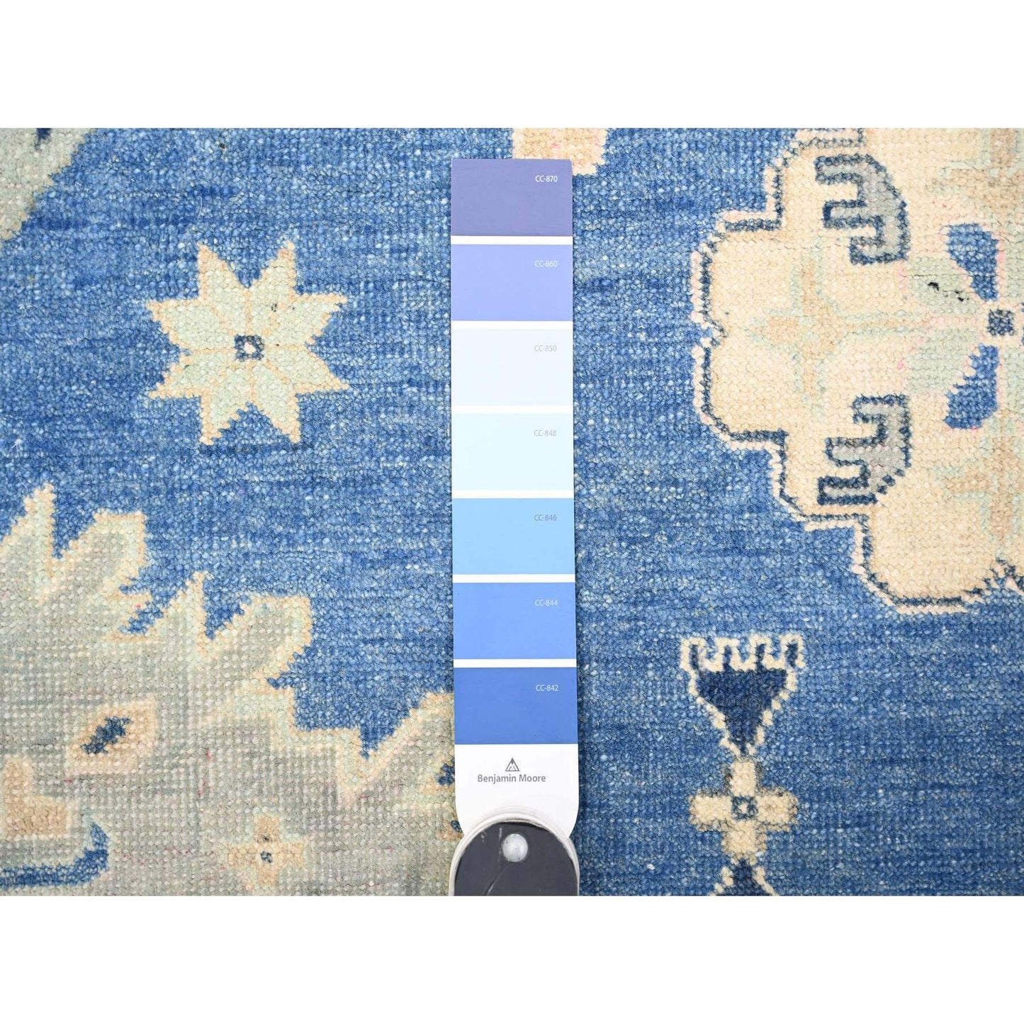 9'X11'5" Berry Blue Vintage Look Kazak Hand Knotted Wool Oriental Rug