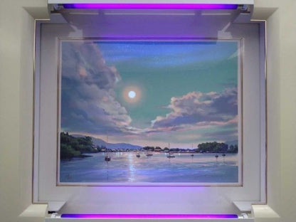 Signed Light-Up Art Frame Day Night Effect Yachts Sea