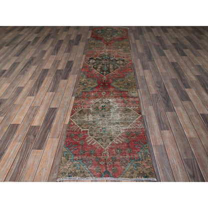 2'2"X9'9" Red Vintage Northwest Zoroastrian Hand Knotted Wool Runner Rug