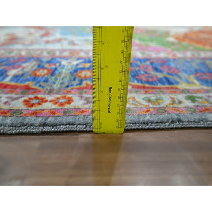 8'X10' Blue Pictorial Mountain, Tree Scenery Design Hand Knotted Wool Rug