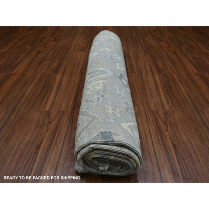 8'X9'10" Wool Hand Knotted Gunmetal Gray Afghan Angora Oushak Rug