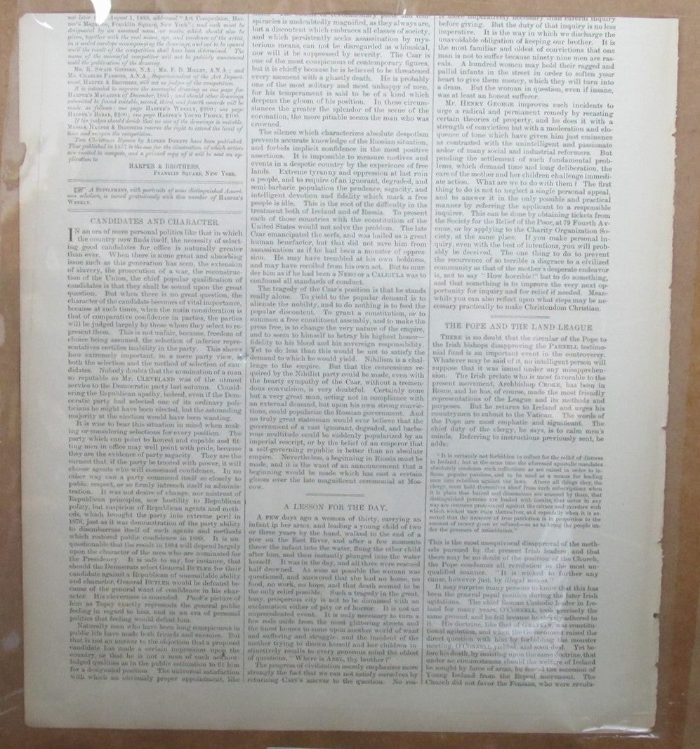 May 14, 1881 Harper'S Weekly Newspaper Princeton Baseball Framed 190156