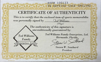 Ted Williams Autographed Framed 16X20 Photo (Ted Williams Enterprises)