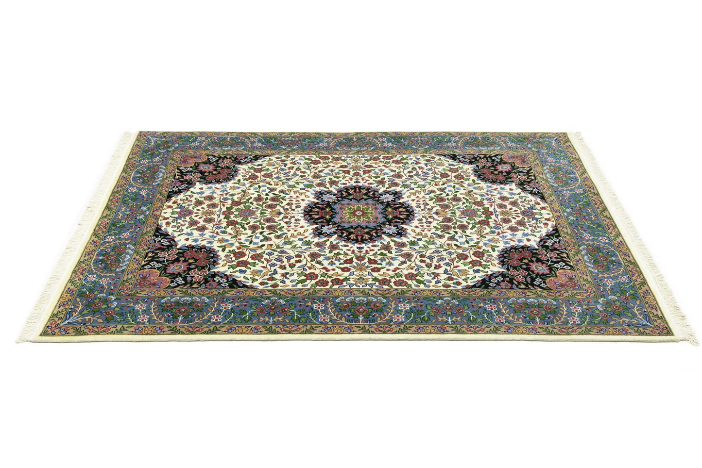 Cream Floral Traditional Style 5X7 Kirman Oriental Rug Home Decor Wool Carpet