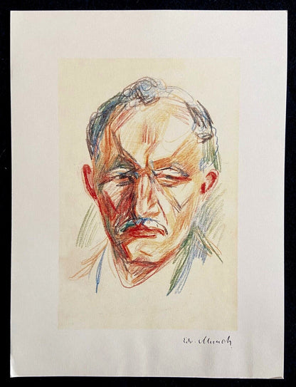 Edvard Munch 'Self-Portrait' Lithograph Coa Hand-Signed Numbered