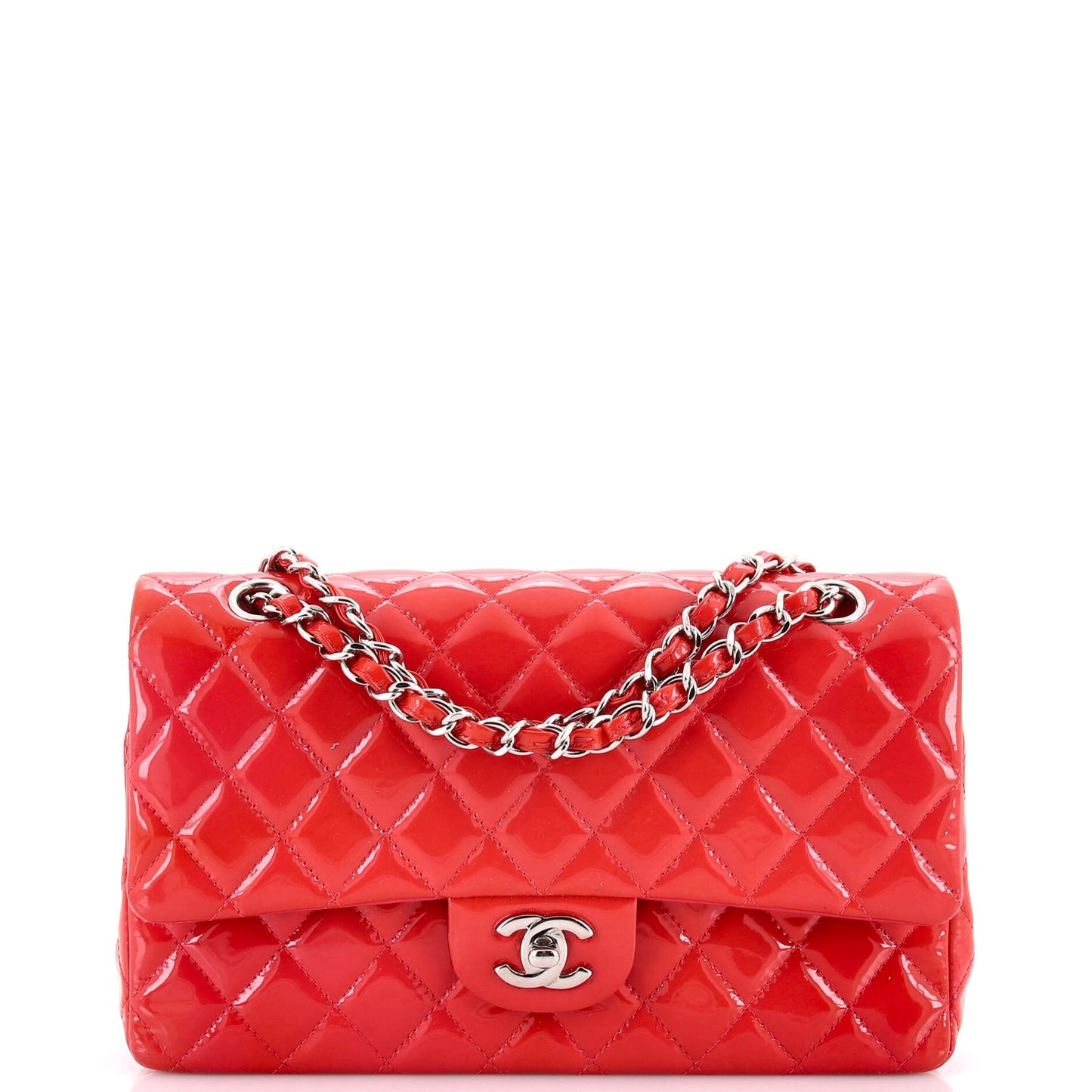 Chanel Classic Double Flap Bag Quilted Patent Medium