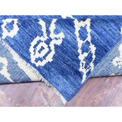 12'2"X15'2" Blue Boujaad Moroccan Berber Wool Hand Knotted Oversized Rug