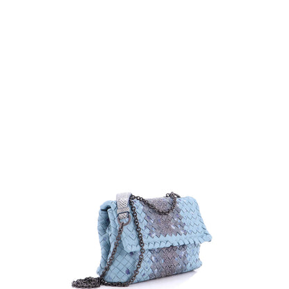 Bottega Veneta Olimpia Crossbody Bag Intrecciato Nappa With Snakeskin Small