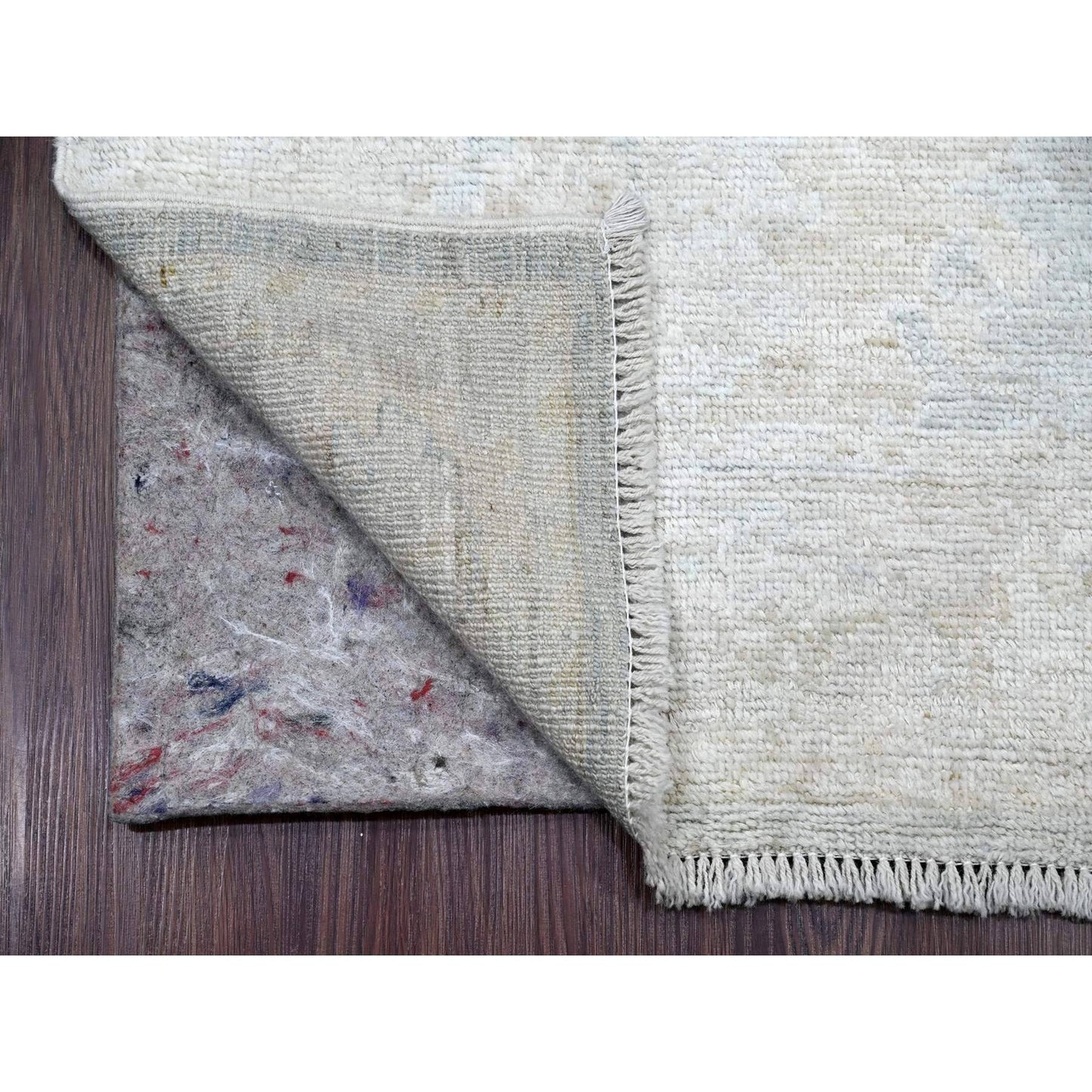 2'10"X19'6" Gray Afghan Angora Oushak Hand Knotted Pure Wool Runner Rug