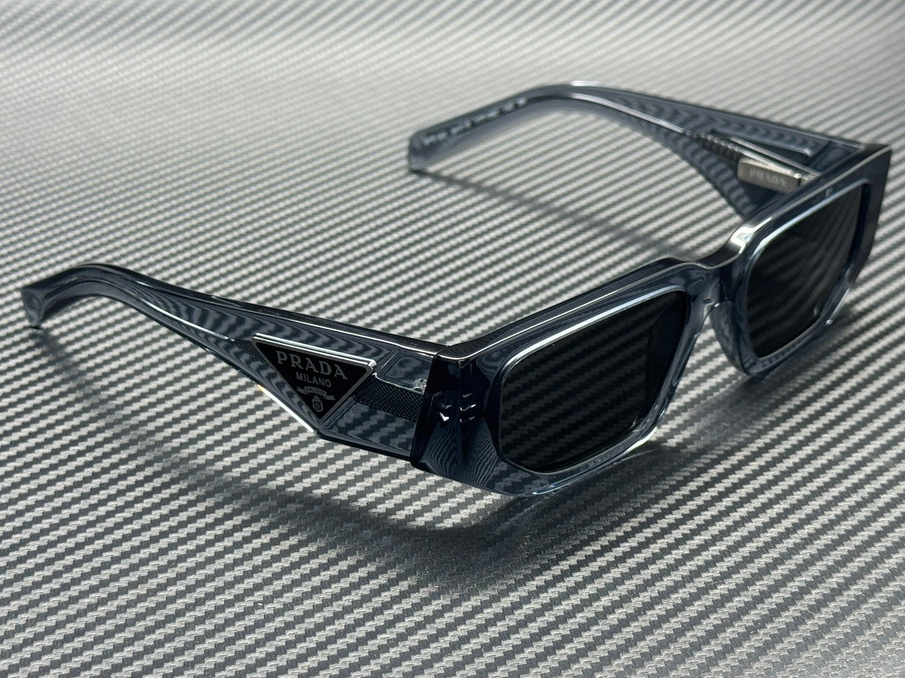 PRADA PR 09ZS 17T08Z Transparent Ocean Grey Men's 54 mm Sunglasses