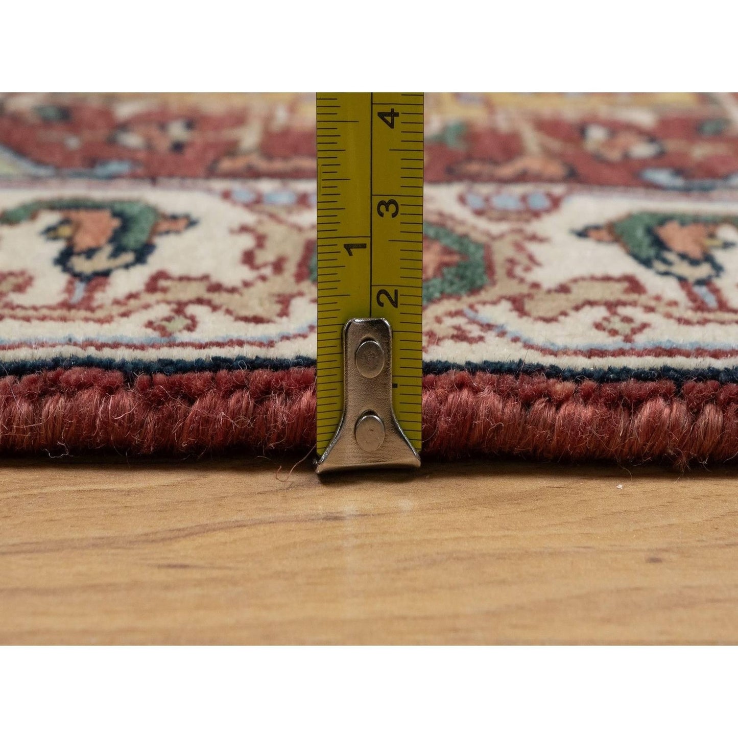 2'X3' Red Antiqued Fine Heris Hand Knotted New Zealand Wool Mat Small Rug