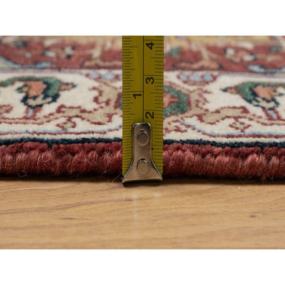 2'X3' Red Antiqued Fine Heris Hand Knotted New Zealand Wool Mat Small Rug