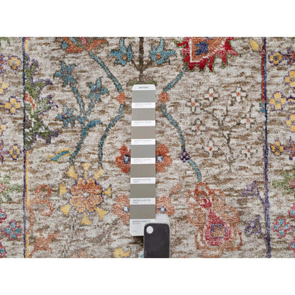 2'6"X23'10" Beige Wool And Silk Hand Knotted Vase Design Xl Runner Rug