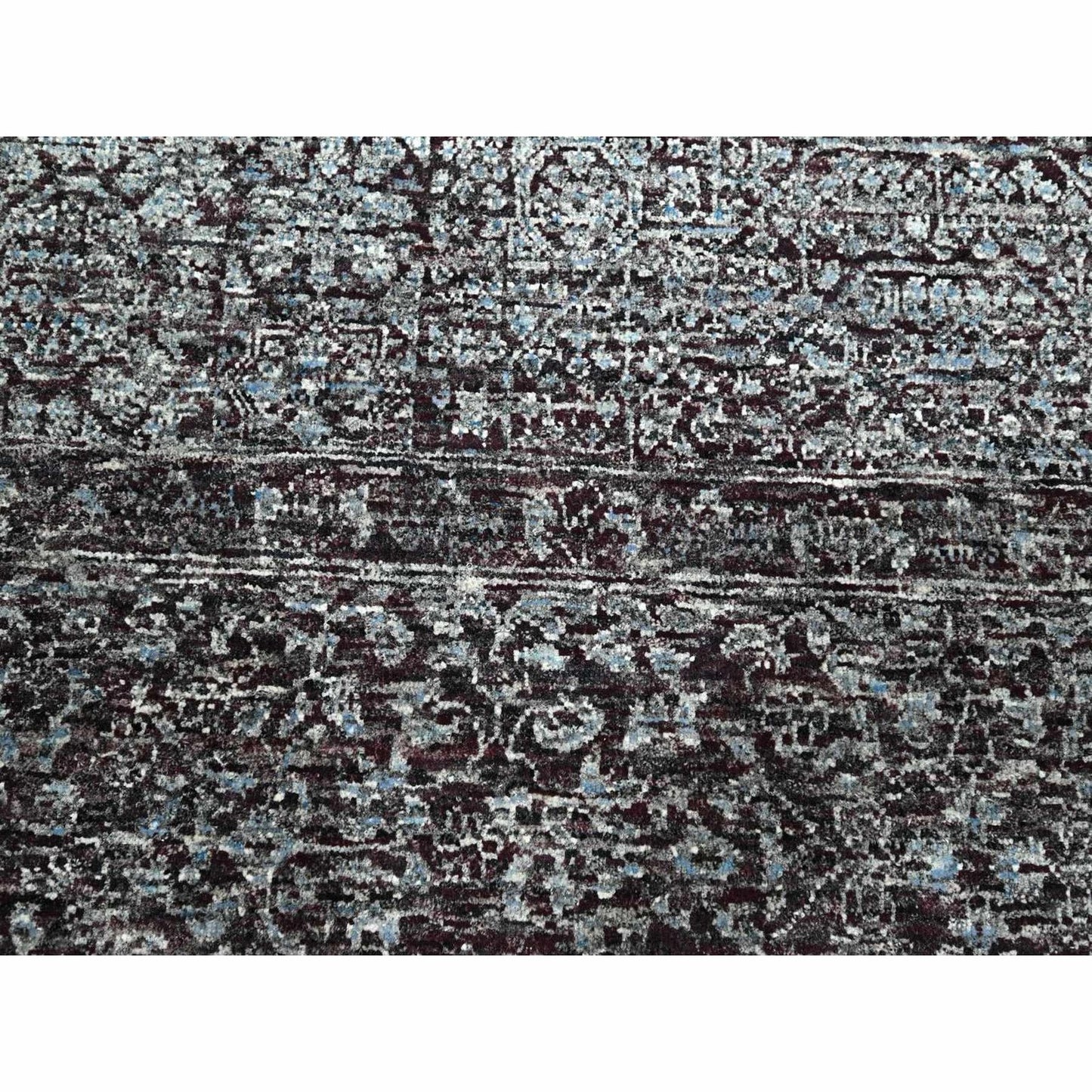 8'X10' Wine Red Pre Historic Mamluk Design Hand Knotted Wool Oriental Rug