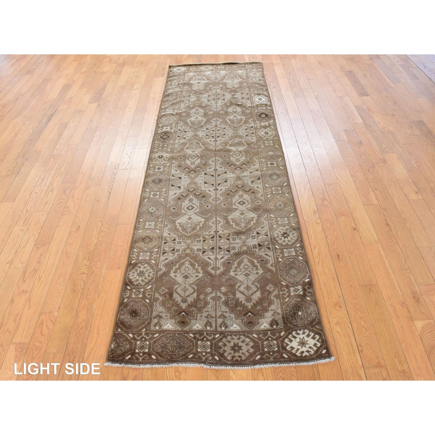2'10"X9'2" Brown Washed Out Rug Afghan Balooch Hand Knotted Wool Runner