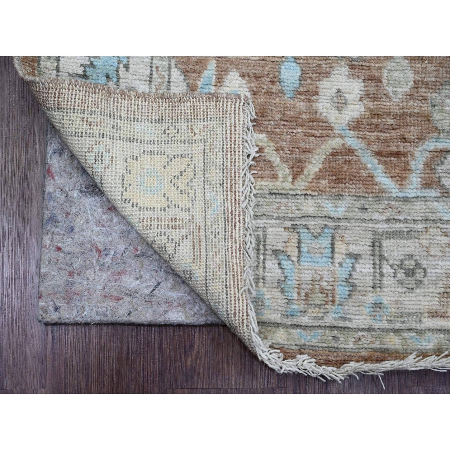 2'10"X5'10" Brown Afghan Angora Oushak Hand Knotted 100% Wool Runner Rug