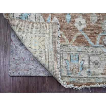 2'10"X5'10" Brown Afghan Angora Oushak Hand Knotted 100% Wool Runner Rug