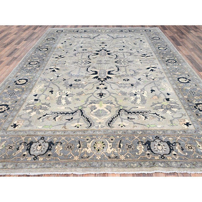 9'X12'2" Gray Seeripe Heris Design 100% Wool Hand Knotted Oriental Rug
